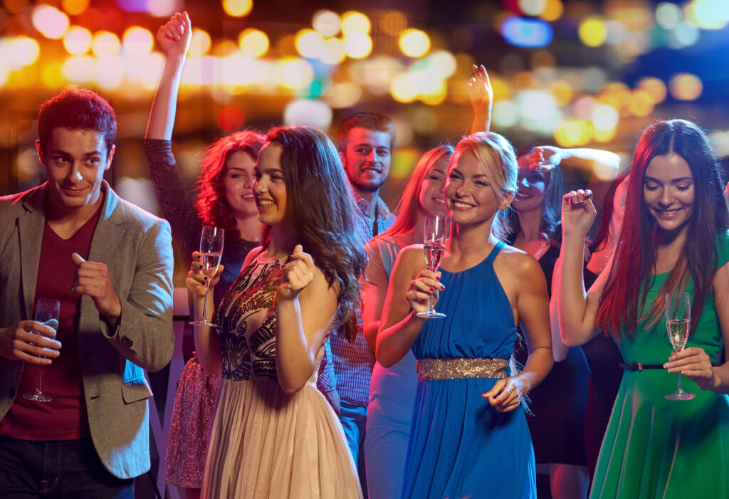 Group of people dancing at a party